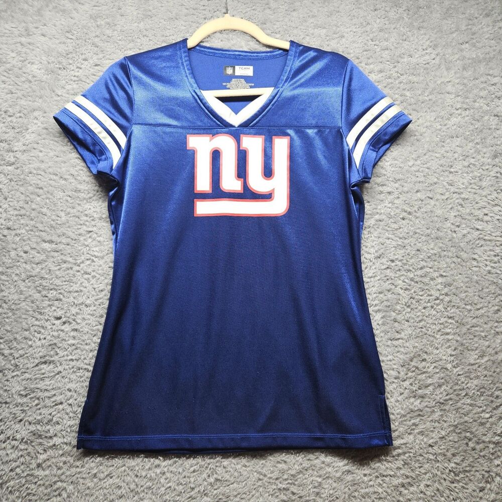 New York Giants Womens Jersey Size Small Blue V-Neck Short Sleeve Football